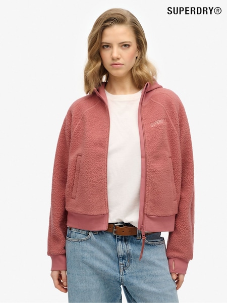 Superdry Pink Active Tech Fleece Full Zip Hoodie (F98971) | ₪302