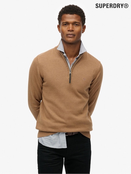 Superdry Brown Essentials Cotton Half Zip Jumper (F99041) | €63