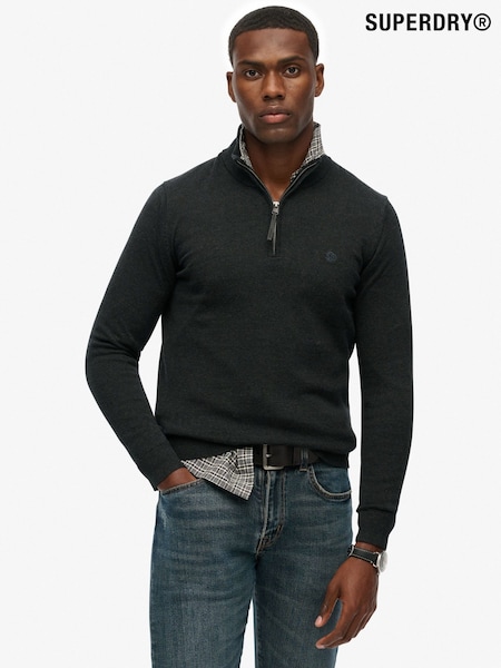 Superdry Grey Essentials Cotton Half Zip Jumper (F99052) | 247 QAR