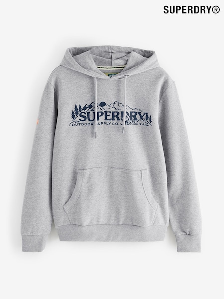 Superdry Grey Relaxed Outdoor Scene Hoodie (F99057) | R$ 545