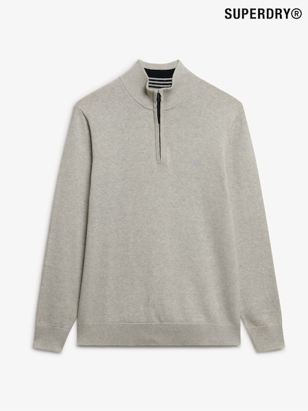 Superdry Grey Light Essentials Cotton Half Zip Jumper (F99074) | €77