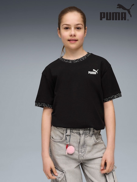 Puma Black Girls Essential Graphic Realxed T-Shirt (F99105) | 74 QAR - 89 QAR