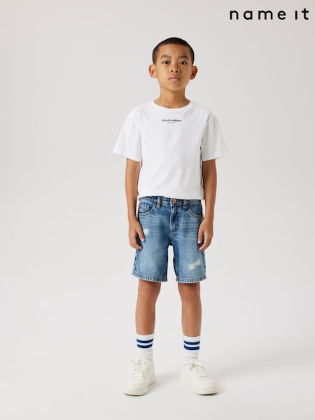 Albastru - Name It Loose Fit Distressed Denim Shorts (F99107) | 149 LEI