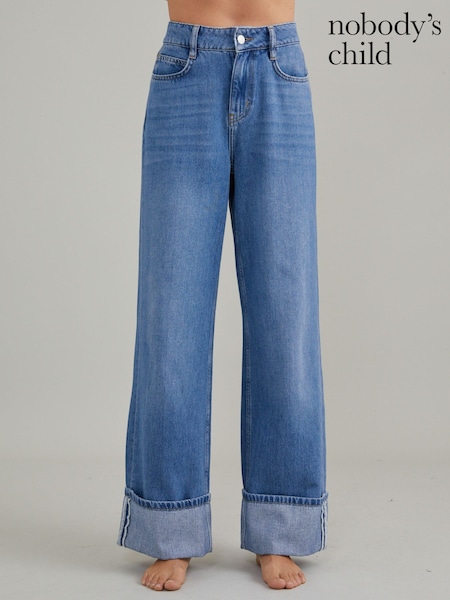Nobody's Child Blue Denim Wide Leg Turn Up Jeans (F99111) | €105