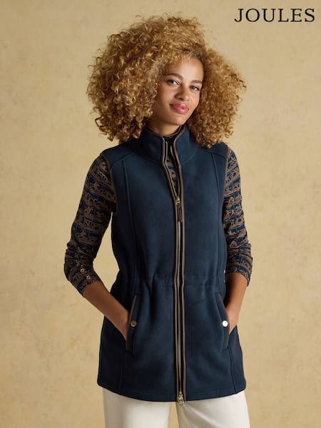 Joules Heritage Navy Longline Fleece Gilet (F99123) | €83.95