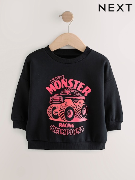 Punainen/Musta - Printed Crew Neck Cotton Sweatshirt (3mths-7yrs) (F99145) | €14 - €17