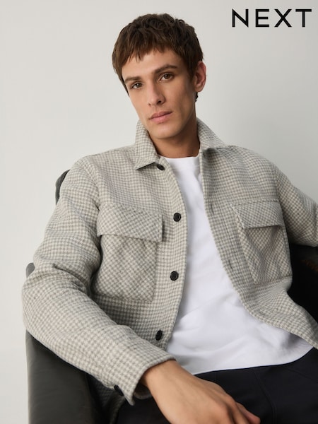 Grey Houndstooth Check Shacket (F99161) | €73