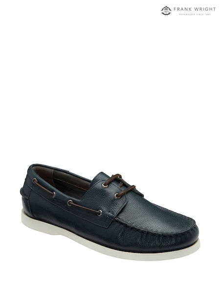 Frank Wright Blue Mens Leather Slip-On Boat Shoes (F99177) | €92