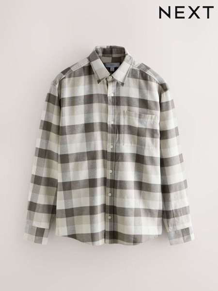 Neutral Brown Long Sleeve Check Shirt (F99208) | 139 QAR