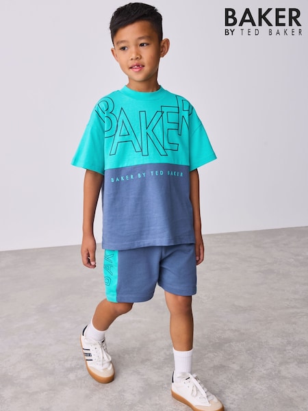 Baker by Ted Baker Colourblock T-Shirt And Shorts Set (F99230) | AED167 - AED179