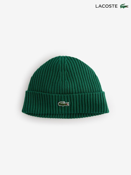 Lacoste Green Rib Knit Brushed Wool Beanie (F99244) | €59