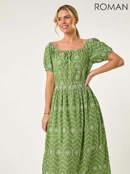 Зеленый - Roman Petite Contrast Embroidery Dress (F99321) | €80