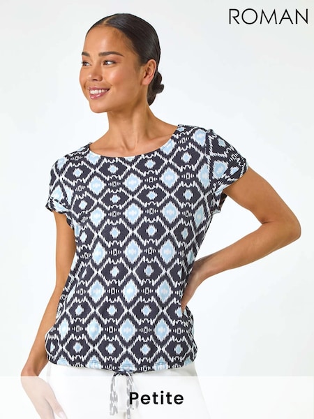Roman Petite Geo Print Drawstring Stretch Top (F99323) | €42