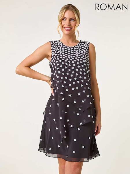 Roman Petite Spot Layered Tier Dress (F99337) | €80