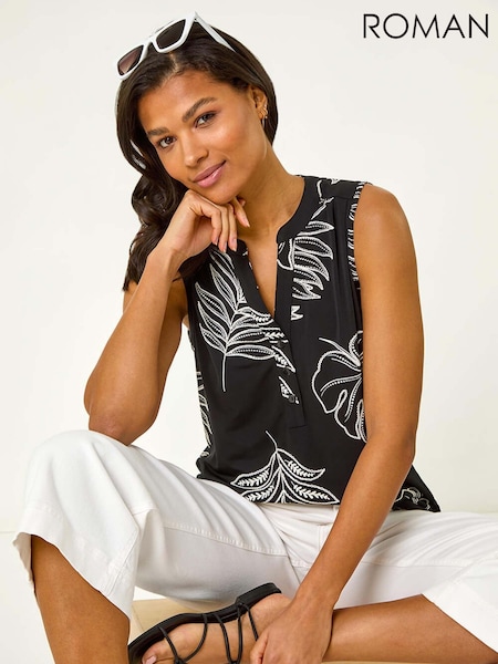 Roman Textured Leaf Print Vest Top (F99380) | 50 €