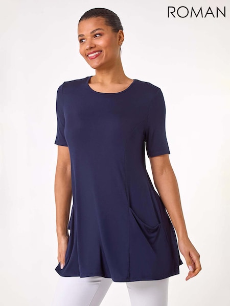 Roman Blue Pocket Detail Tunic Top (F99397) | AZN 98