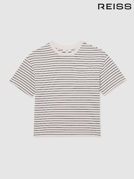 Blanco/azul marino - Reiss Paudie Cotton-Blend Stripe T-Shirt (F99400) | 30 €
