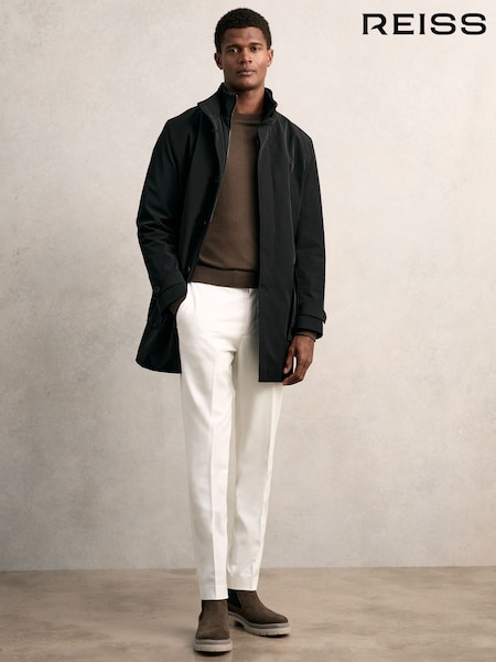 Reiss Black Player Hybrid Removable-Gilet Overcoat (F99402) | €476