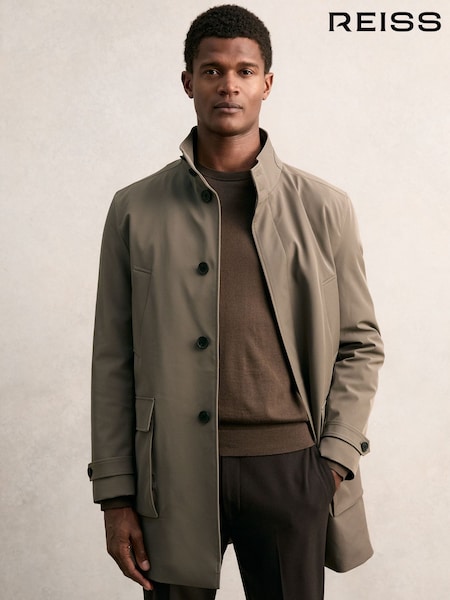 Reiss Mushroom Brown Player Hybrid Removable-Gilet Overcoat (F99413) | €476