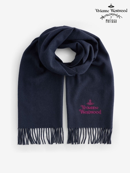 Vivienne Westwood Blue Embroidered Wool Scarf (F99444) | €128
