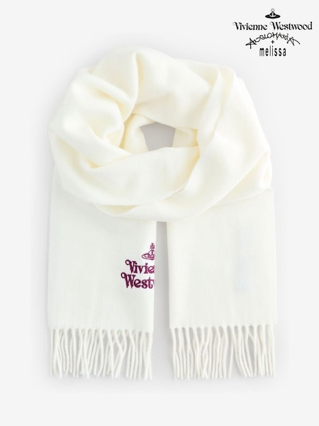 Vivienne Westwood Embroidered Wool White Scarf (F99445) | €133
