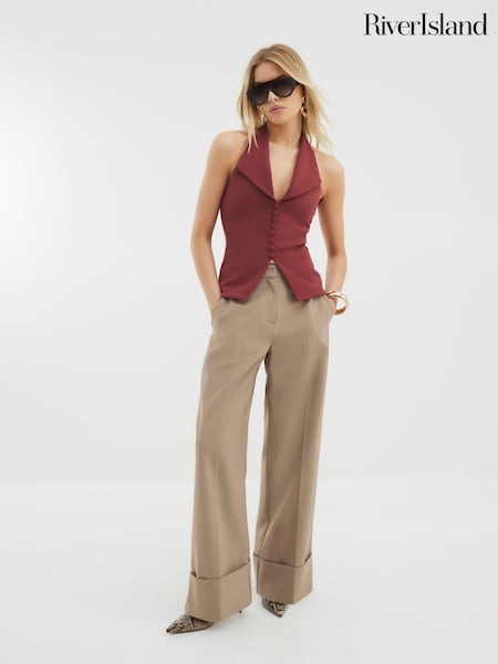 River Island Red Halter Neck Waistcoat (F99479) | €45