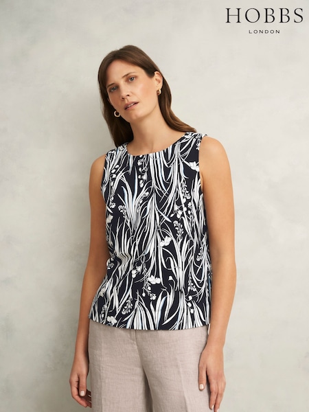 כחול  - Hobbs Maddy Printed Top (F99485) | ‏226‏₪