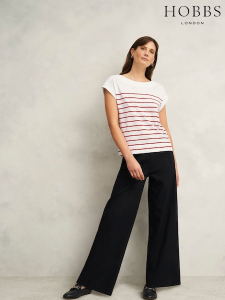Hobbs White Alycia Stripe T-Shirt (F99496) | €58