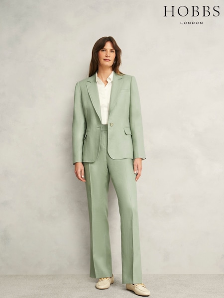 Hobbs Green Marietta Linen Trousers (F99508) | €140