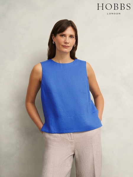 Hobbs Blue Malindi Linen Top (F99516) | €75