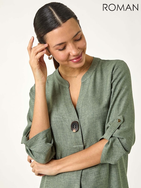 Roman Longline V-Neck Button Tunic Top (F99527) | 77 €
