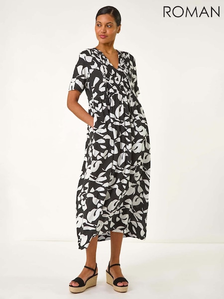 Roman Abstract Print Tie Front Midi Dress (F99532) | €66