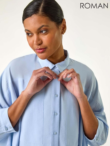 Roman Blue Boxy Relaxed Shirt (F99550) | ₪251