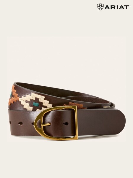 Ariat Rio Leather Embriodered Brown Polo Belt (F99577) | kr1 790