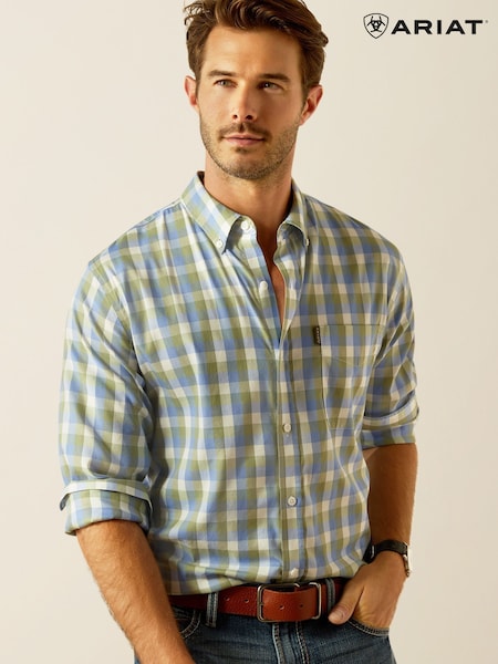 Зелений - Ariat синій Napa Button Down лонгслів Plaid сорочки (F99610) | 5 708 грн