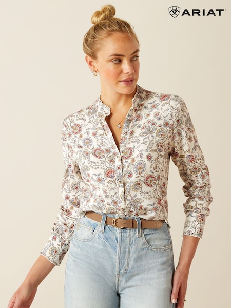 Ariat Red Clarion Ruffle Neck Paisley Print Blouse (F99623) | €119