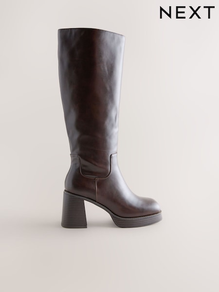 Chocolate Brown Forever Comfort® Knee High Platform Boots (F99787) | 305 QAR