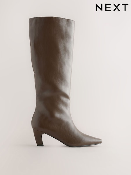 Olive Green Forever Comfort® Curved Heel Knee High Boots (F99788) | €69