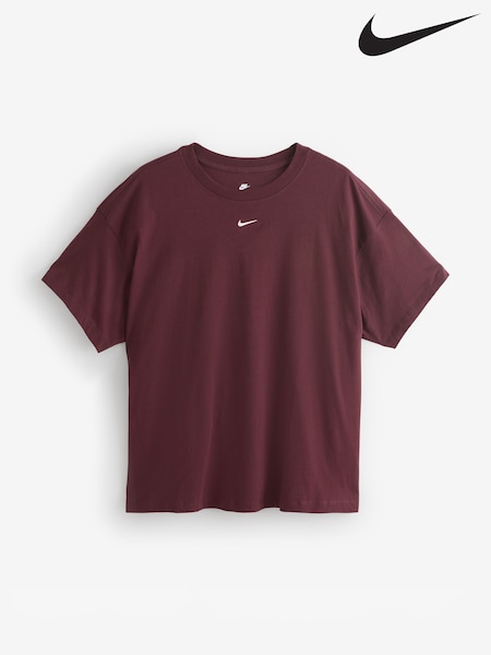 Nike Burgundy Red Curve Sportswear Essential T-Shirt (F99792) | €42