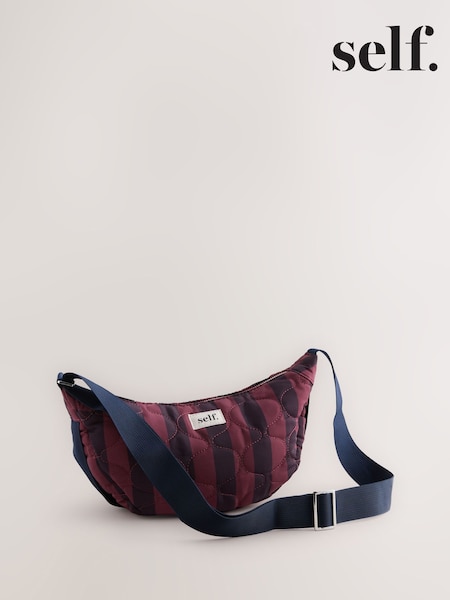 self. Navy/Burgundy Stripe Quilted Sling Bag (F99809) | €31.50