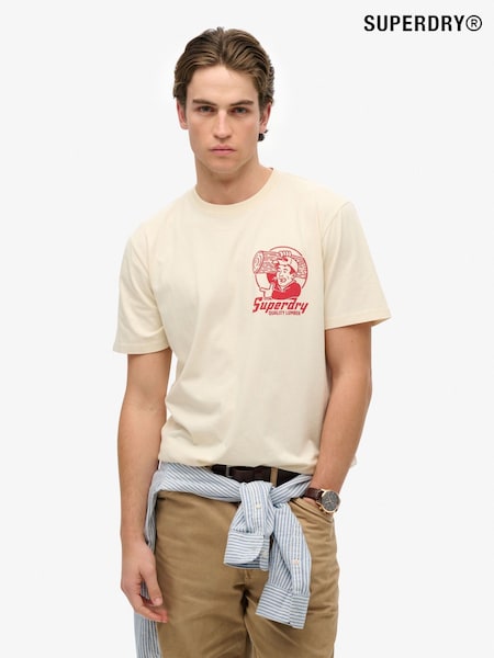 Superdry Cream 100% Cotton Trade Tools Loose T-Shirt (F99820) | R$ 295