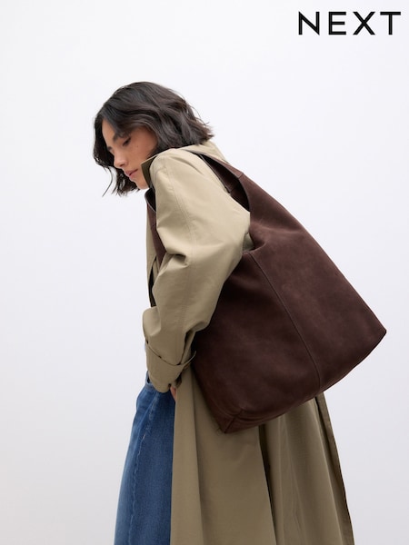 Chocolate Brown Suede Shoulder Bag (F99829) | R$ 680