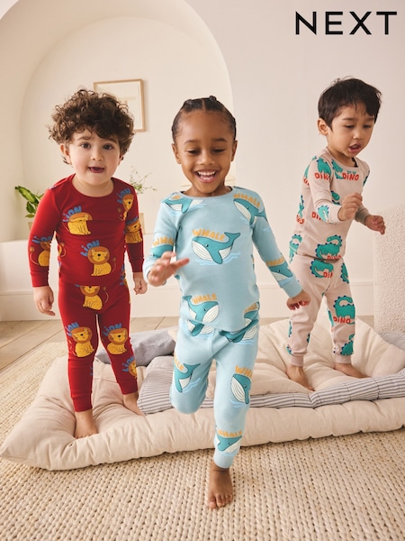 Red/Blue/Stone - Slim Snuggle Fit Pyjamas 3 Pack (9mths-10yrs) (F99830) | ‏122 د.إ.‏ - ‏ 152‏ د.إ.