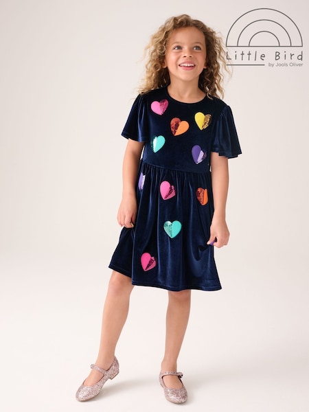 Little Bird by Jools Oliver Velvet Sequin Heart Angel Sleeve Skater Dress (F99839) | 50 € - 59 €