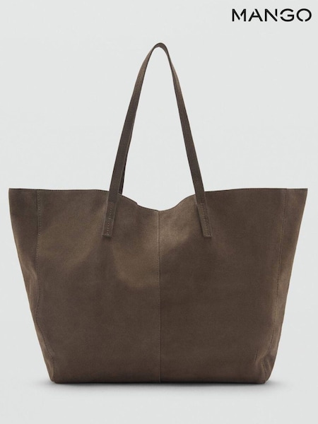 Mango Khaki Green Suede Shopper Bag (F99898) | €77