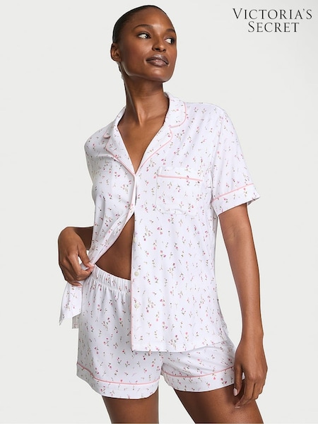 Victoria's Secret White & Pink Ditsy Floral Modal Short Pyjama Set (F99904) | €63