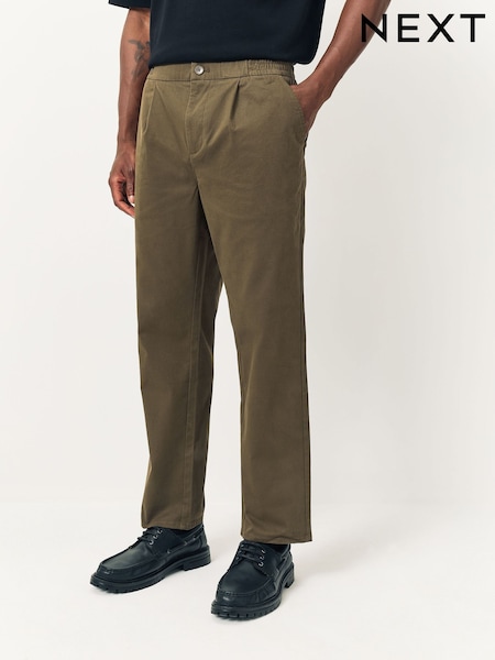 Olive Green Straight Fit Stretch Chinos Trousers (F99946) | €34