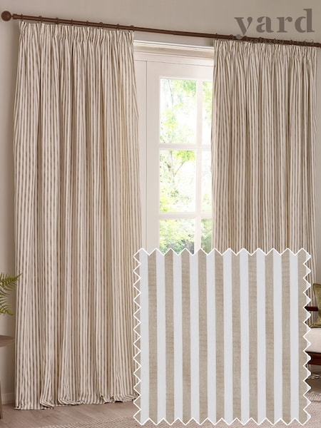Yard Natural Hebden Striped Cotton Lined Eyelet Curtains Pair (F99956) | AZN 98 - AZN 241