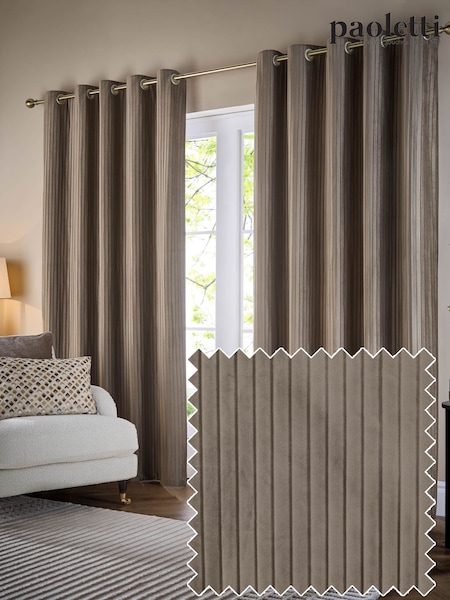Paoletti Corinthian Velvet Room Darkening Lined Eyelet Curtain Pair (F99958) | 74 € - 163 €