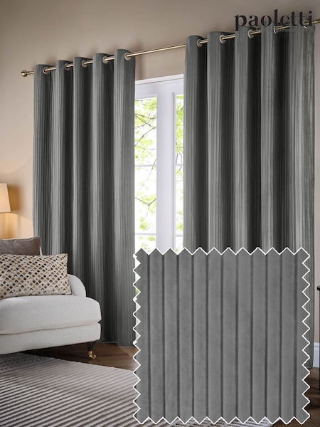 Paoletti Corinthian Velvet Room Darkening Lined Eyelet Curtain Pair (F99963) | 74 € - 163 €